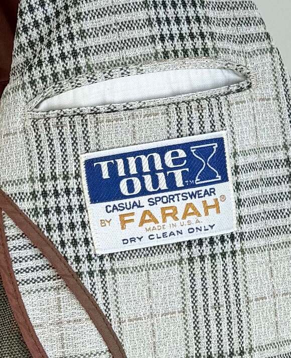 Vintage 1970s Time Out by Farah Plaid Sport Coat Blazer Made in USA - Picture 6 of 10